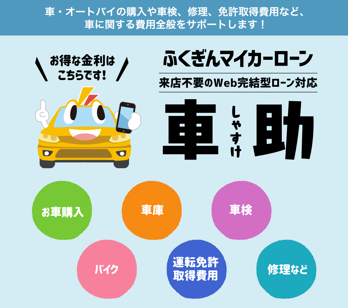 ふくぎんマイカーローン Web完結型ローン 車助 しゃすけ 福島銀行