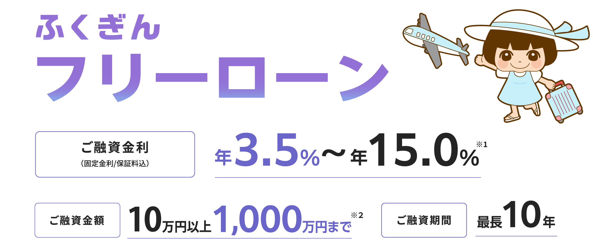 おかげさまで100周年。ふくぎんフリーローン。多様な資金ニーズにお応えいたします！